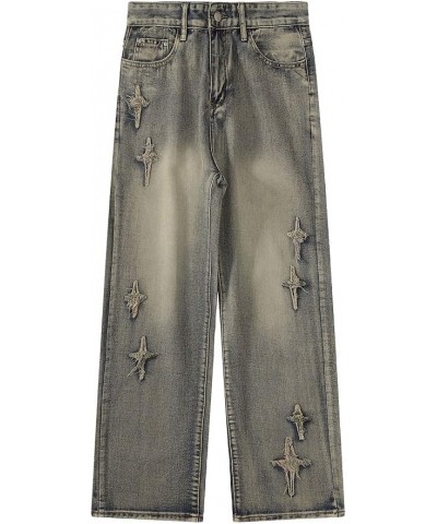 Men's Graphic Print Y2K Streetwear Fashion Jeans Baggy Straight Fit Wide Leg Pants Casual Denim Trousers 1521-sand Dollar $29...