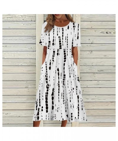 Casual Dresses for Women 2024 Half Long Sleeve Plaid V Neck Waist Maxi Vintage Fashion Kaftan Dress H001 Black $8.40 Dresses