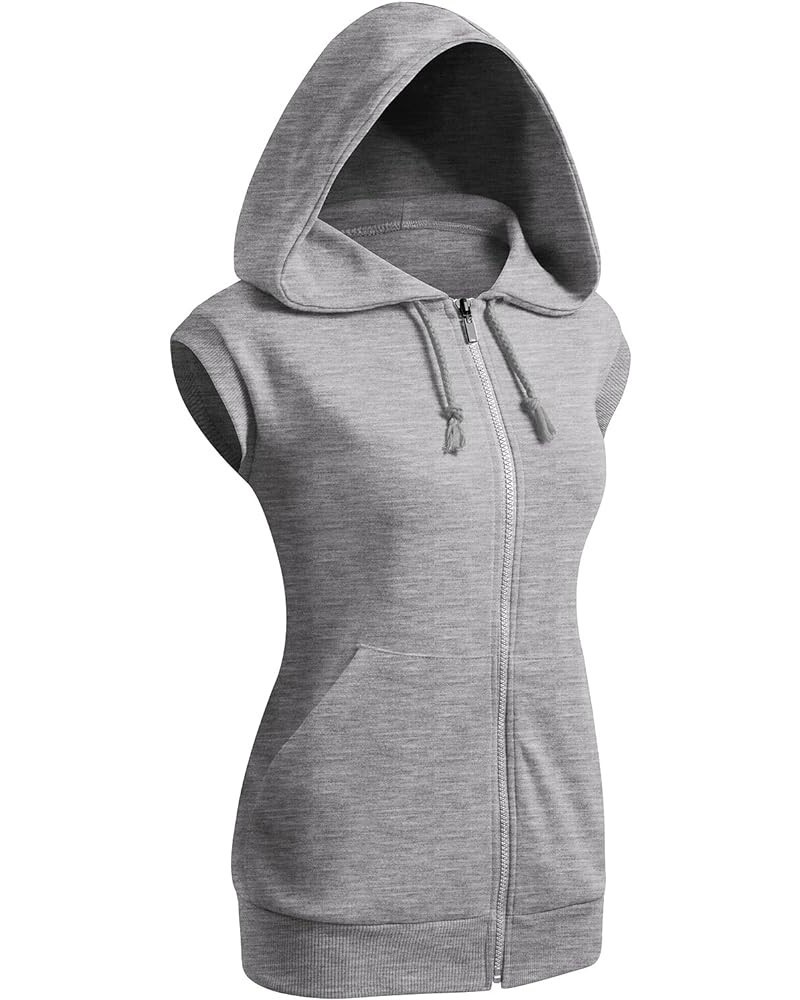 Women's Sleeveless Hoodies Basic Hoodie Zip Up Kwohosl01_melange $15.04 Hoodies & Sweatshirts