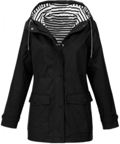 Women Raincoat Transition Jacket SunsetAutumn Coat Outdoor Black $21.91 Coats