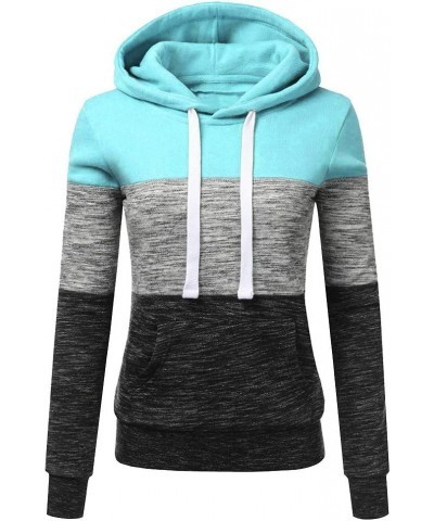 Women's Color Block Sweatshirt Long Sleeve Zipper Hooded Trendy Cardigan Blouse Zipper Sweatshirt No Hood A6-blue $7.39 Shirts