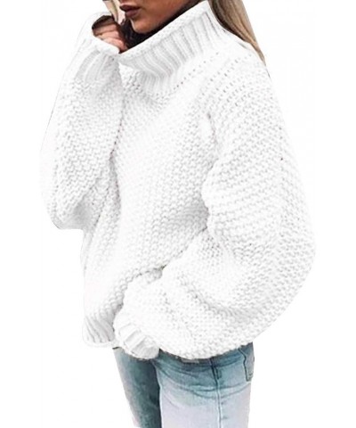 Women Casual Fall Sweaters 2023 Trendy Long Sleeve Crew Neck Pullover Solid Soft Knitted Sweaters Loose Fit Jumper P1-white $...