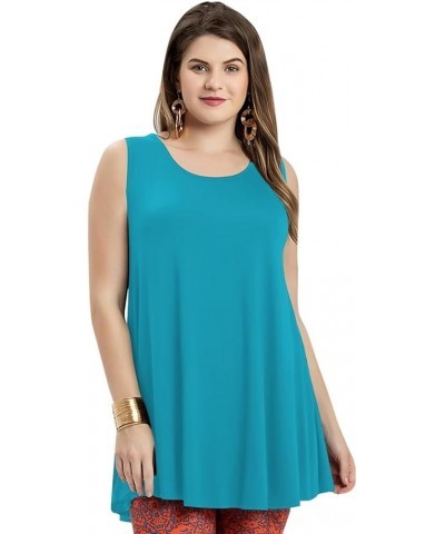 Tank Tops for Women Plus Size Sleevelss Tunic Casual Summer Clothes Swing Shirts for Leggings Lake Blue $11.60 Tanks