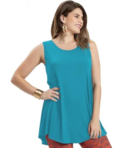 Tank Tops for Women Plus Size Sleevelss Tunic Casual Summer Clothes Swing Shirts for Leggings Lake Blue $11.60 Tanks