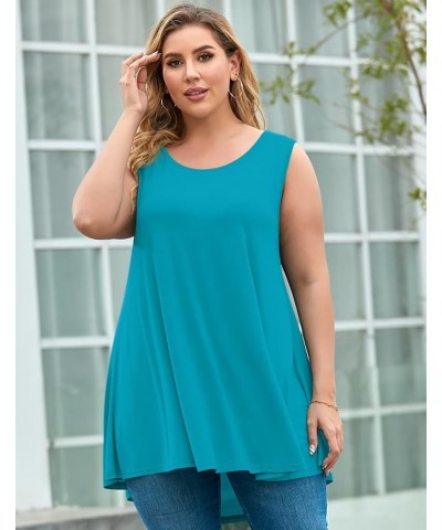 Tank Tops for Women Plus Size Sleevelss Tunic Casual Summer Clothes Swing Shirts for Leggings Lake Blue $11.60 Tanks