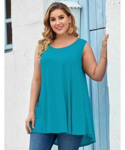 Tank Tops for Women Plus Size Sleevelss Tunic Casual Summer Clothes Swing Shirts for Leggings Lake Blue $11.60 Tanks