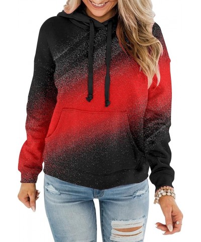 Womens Casual Hoodies Crew Neck Long Sleeve Sweatshirts With Pocket Lightweight Pullover Tops B-red Black $10.25 Hoodies & Sw...