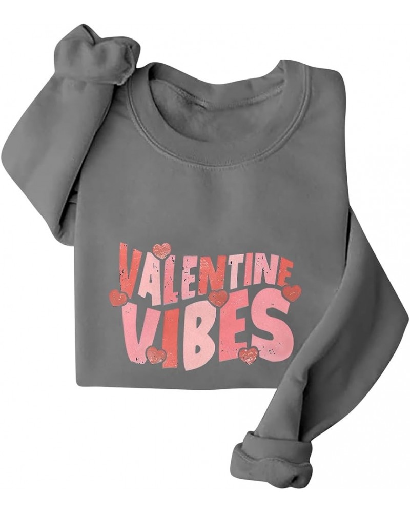 Valentine's Day Sweatshirts for Women Warm Soft Lined Love Heart Graphic Pullover Winter Crewneck Long Sleeve Shirts 3-gray $...