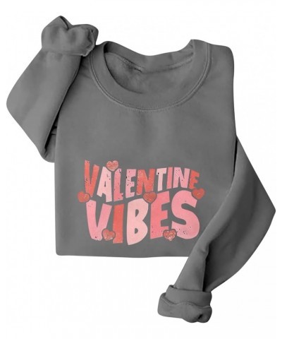 Valentine's Day Sweatshirts for Women Warm Soft Lined Love Heart Graphic Pullover Winter Crewneck Long Sleeve Shirts 3-gray $...