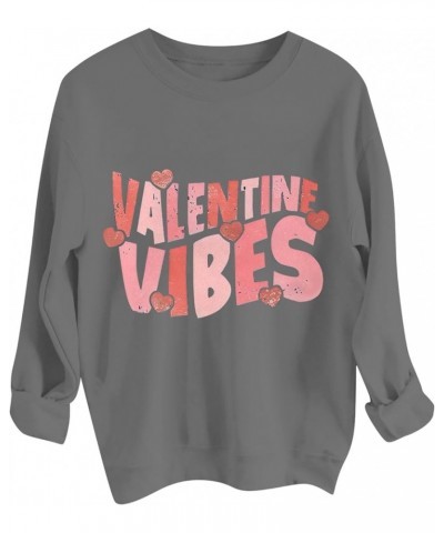 Valentine's Day Sweatshirts for Women Warm Soft Lined Love Heart Graphic Pullover Winter Crewneck Long Sleeve Shirts 3-gray $...