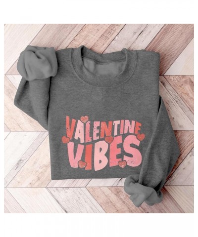 Valentine's Day Sweatshirts for Women Warm Soft Lined Love Heart Graphic Pullover Winter Crewneck Long Sleeve Shirts 3-gray $...