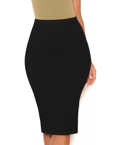 Women's Stretchy Slim Fit Midi Bandage Pencil Skirt Black-2 $18.24 Skirts