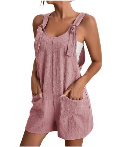 Rompers for Women Summer Short Jumpsuits Casual Sleeveless Tie Knot Strap Jumpsuit One Piece Overalls with Pockets 03-pink $1...