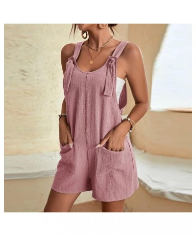 Rompers for Women Summer Short Jumpsuits Casual Sleeveless Tie Knot Strap Jumpsuit One Piece Overalls with Pockets 03-pink $1...