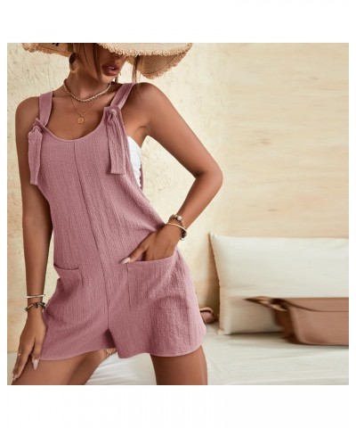 Rompers for Women Summer Short Jumpsuits Casual Sleeveless Tie Knot Strap Jumpsuit One Piece Overalls with Pockets 03-pink $1...