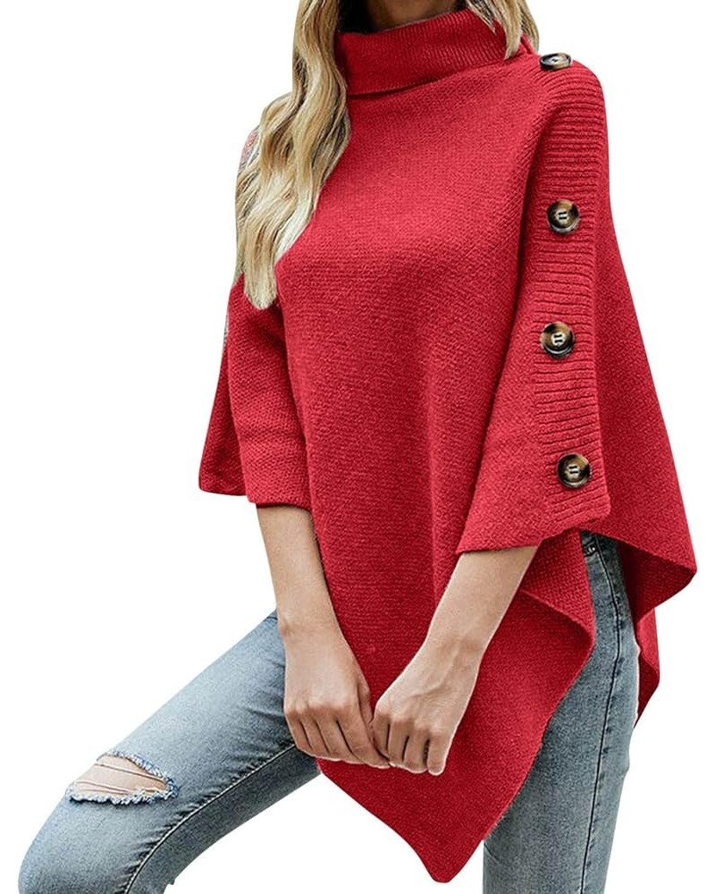 Women's Crew Neck Oversized Sweaters Casual Fall Long Sleeve Loose Fit Pullovers Shirts Chunky Knitted Top 5395-maoyid-red-c ...