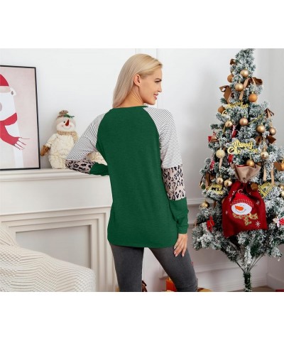 Christmas T Shirt Womens Merry and Bright Shirt Xmas Leopard Print Tree T-Shirt Holiday Graphic Tee Tops Green5 $10.93 T-Shirts