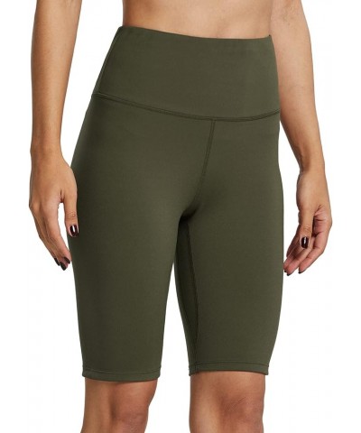 10" Biker Shorts Women High Waisted with 2 Hidden Pockets Workout Athletic Running Yoga Long Shorts 10"army Green $13.49 Shorts