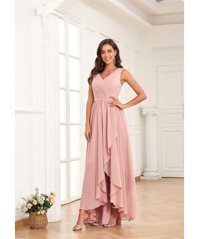 V Neck Bridesmaid Dresses Long for Women with Pockets A Line Chiffon Formal Evening Gowns Champagne $25.85 Dresses