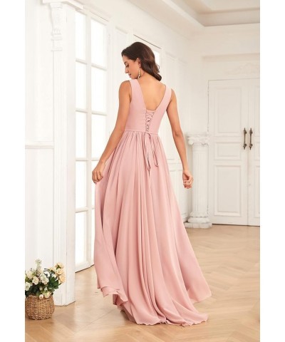 V Neck Bridesmaid Dresses Long for Women with Pockets A Line Chiffon Formal Evening Gowns Champagne $25.85 Dresses