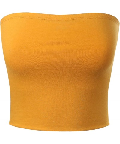 Women's Casual Strapless Basic Sexy Tube Top Mustard $10.56 Tanks