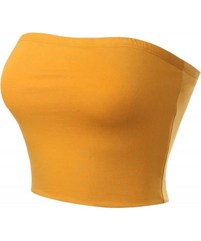 Women's Casual Strapless Basic Sexy Tube Top Mustard $10.56 Tanks