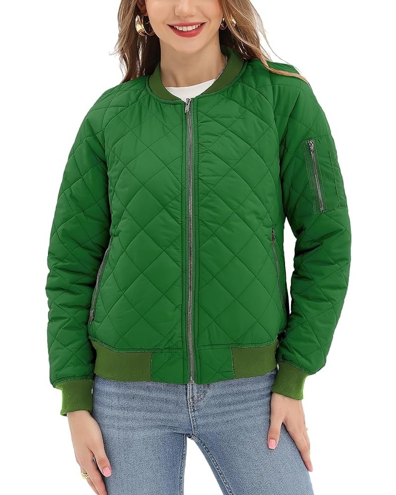 Women's Quilted Bomber Jakcet with 5 Pockets (XS-XXL) Forest Green $33.90 Jackets