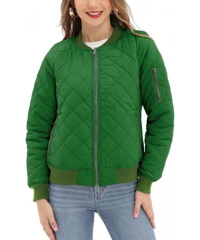 Women's Quilted Bomber Jakcet with 5 Pockets (XS-XXL) Forest Green $33.90 Jackets