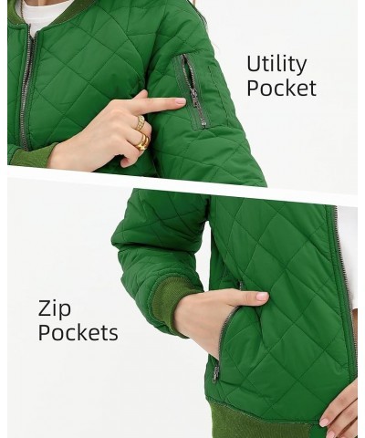 Women's Quilted Bomber Jakcet with 5 Pockets (XS-XXL) Forest Green $33.90 Jackets