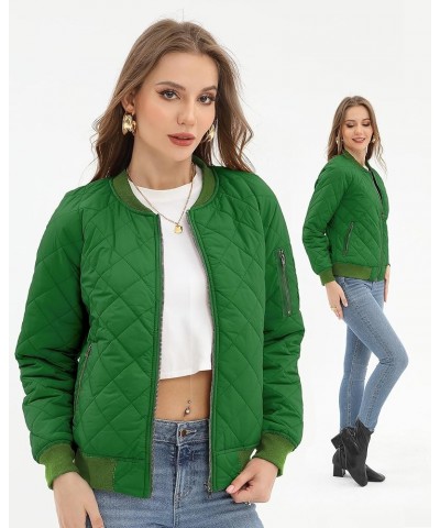 Women's Quilted Bomber Jakcet with 5 Pockets (XS-XXL) Forest Green $33.90 Jackets