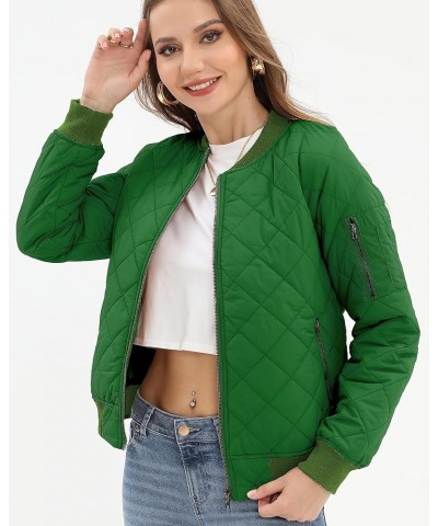 Women's Quilted Bomber Jakcet with 5 Pockets (XS-XXL) Forest Green $33.90 Jackets