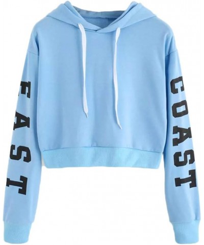 Cropped Sweatshirt, Women Teen Girls Cute Sunflower Long Sleeve Hoodie Crop Tops Loose Pullover Shirts H-blue $7.81 Hoodies &...