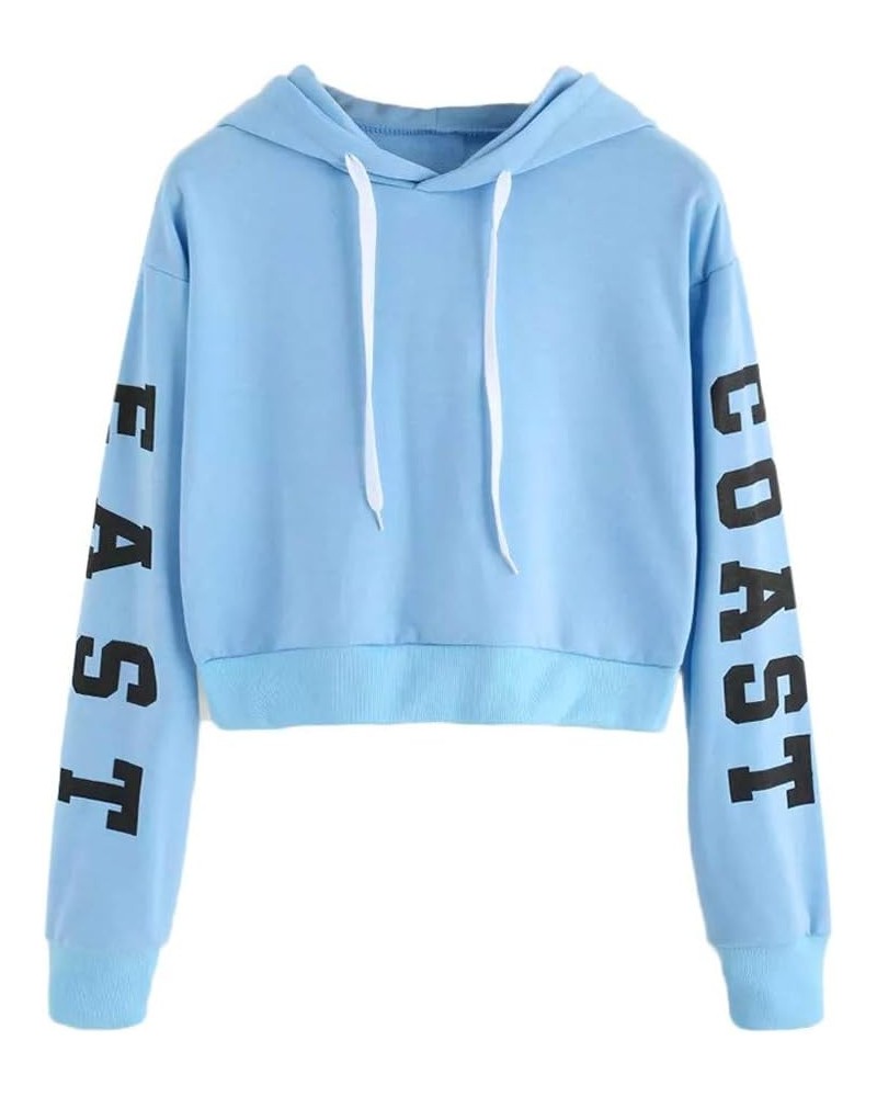 Cropped Sweatshirt, Women Teen Girls Cute Sunflower Long Sleeve Hoodie Crop Tops Loose Pullover Shirts H-blue $7.81 Hoodies &...