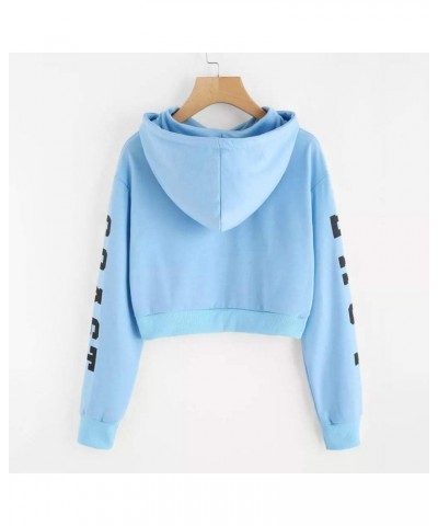 Cropped Sweatshirt, Women Teen Girls Cute Sunflower Long Sleeve Hoodie Crop Tops Loose Pullover Shirts H-blue $7.81 Hoodies &...