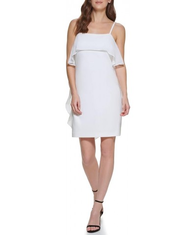 Women's Sleeveless Square Neck Ruffle Mini Dress Ivory $16.27 Dresses