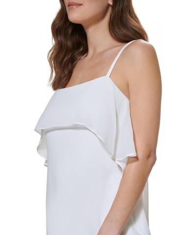 Women's Sleeveless Square Neck Ruffle Mini Dress Ivory $16.27 Dresses