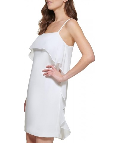 Women's Sleeveless Square Neck Ruffle Mini Dress Ivory $16.27 Dresses