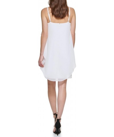 Women's Sleeveless Square Neck Ruffle Mini Dress Ivory $16.27 Dresses