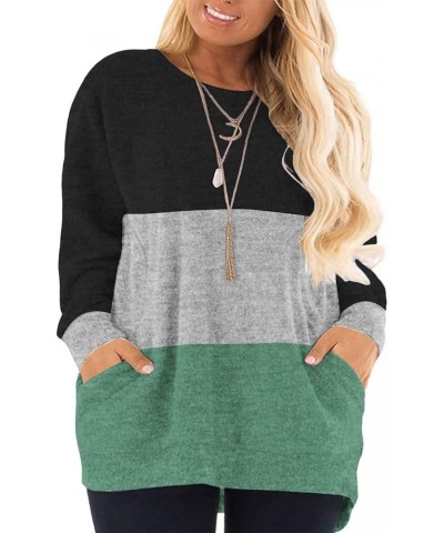 Women's Plus Size Sweatshirts Color Block Long Sleeve Pocket Shirts Tops 04_colorblock_f $19.13 Hoodies & Sweatshirts