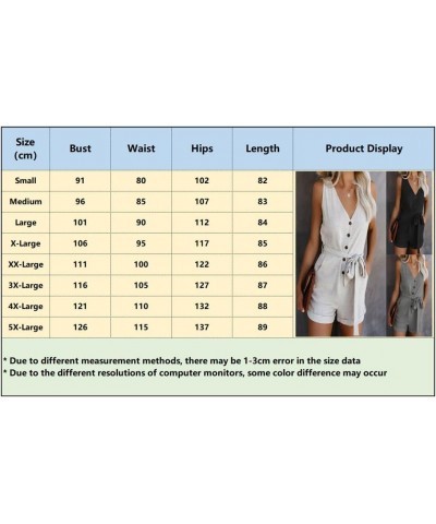 2023 Jumpsuits for Women Comfy Linen Cargo Rompers Summer Sleeveless Baggy Overalls with Pockets Jumpers with Big Pockets 4 G...