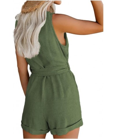 2023 Jumpsuits for Women Comfy Linen Cargo Rompers Summer Sleeveless Baggy Overalls with Pockets Jumpers with Big Pockets 4 G...