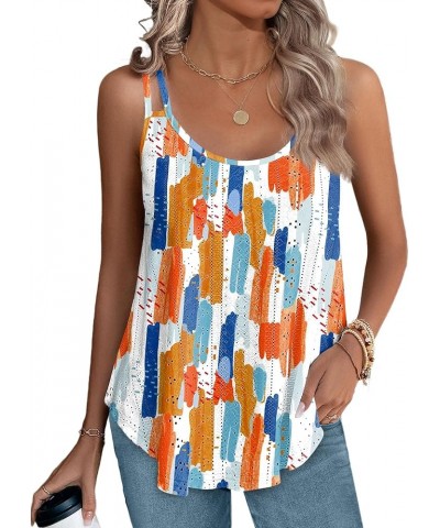 Womens Tank Tops Spaghetti Strap Camisoles Eyelet Embroidery Scoop Neck Tops O- Colorful $7.82 Tanks