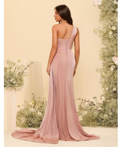 One Shoulder Bridesmaid Dresses Long for Women 2024 Side Slit Satin Mermaid Formal Prom Dresses SYYS393 Red $33.05 Dresses