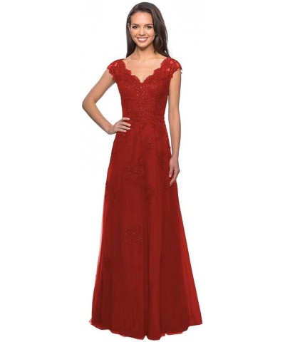 Women's Laces Appliques Mother of The Bride Dresses with Pockets Tulle Mother of The Groom Dresses for Wedding Red $37.50 Dre...