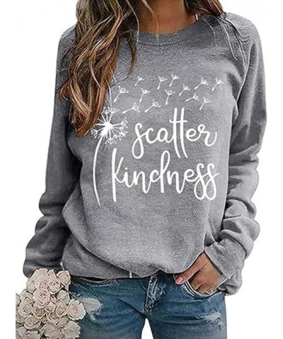 Womens Dandelion Sweatshirt Casual Crewneck Pullover Tops Long Sleeve Graphic Tshirt Dandelion Shirt for Women Grey $14.83 Ho...