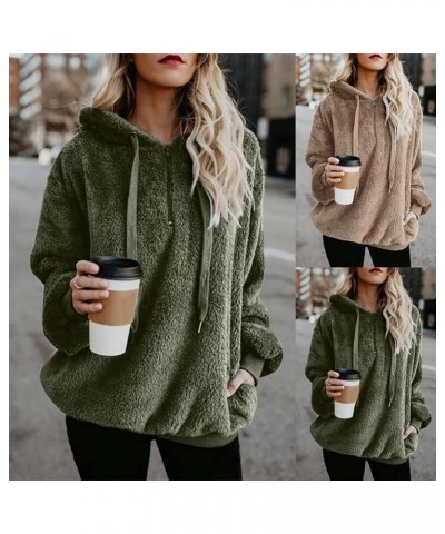 Womens Fuzzy Hoodies Pullover Zipper Fleece Sweatshirt Oversized Hoodies Long Sleeve Hooded Blouse Sweater Pockets Medium Arm...