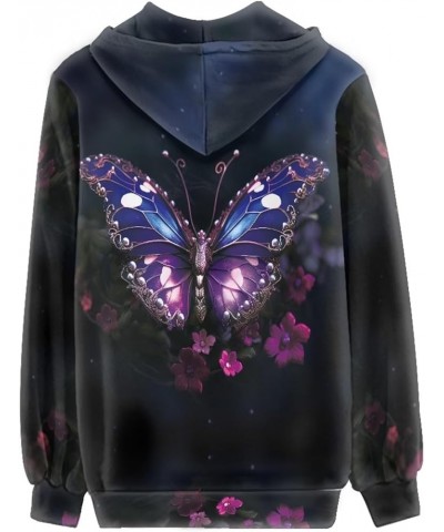 Zipper Hoodies for Women Oversized Athletic Fall Cardigan Plus Size Floral Butterfly $17.94 Sweaters