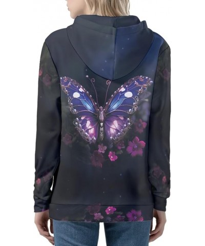 Zipper Hoodies for Women Oversized Athletic Fall Cardigan Plus Size Floral Butterfly $17.94 Sweaters