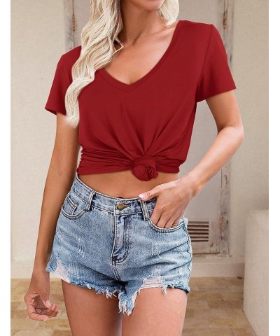 Womens Summer Tops Deep V Neck Long/Short Sleeve Shirt Loose Casual Tee T-Shirt A: Red $10.00 T-Shirts