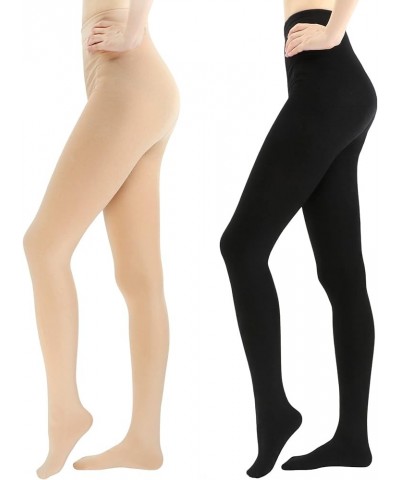 Womens Opaque Warm Fleece Lined Tights Warm Winter Thermal Tights Black&nude $11.59 Socks